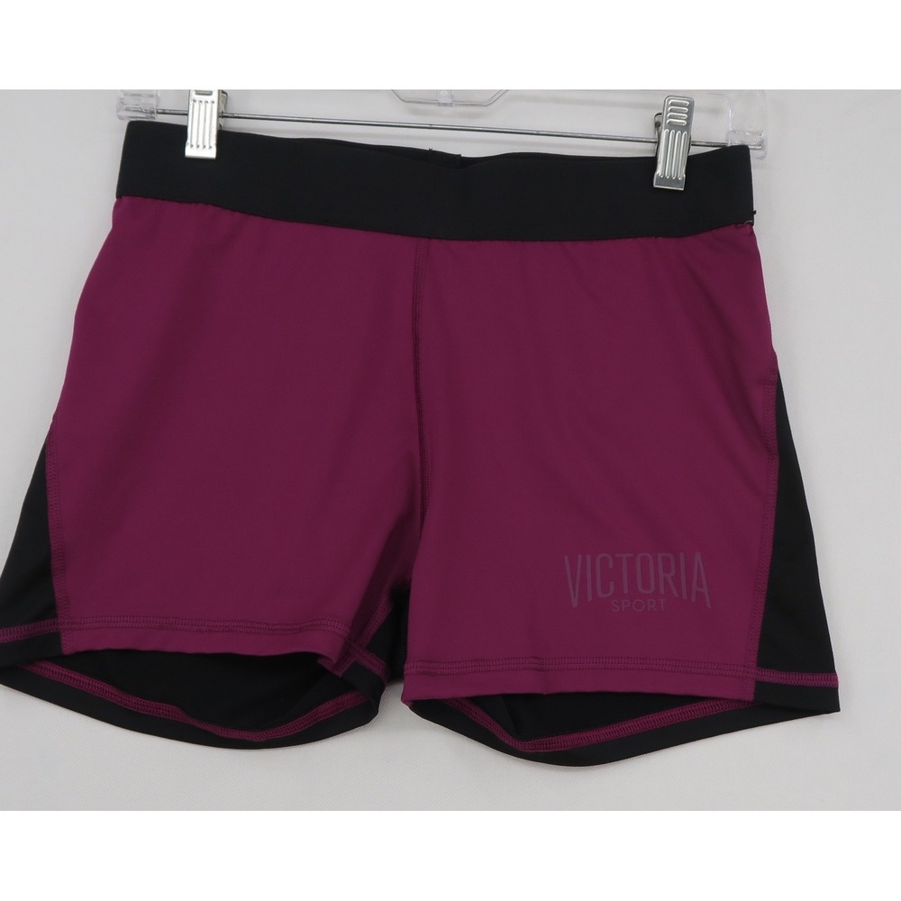 Victoria Sport Womens Purple Black Colorblock Athletic Gym Shorts‎ Size M